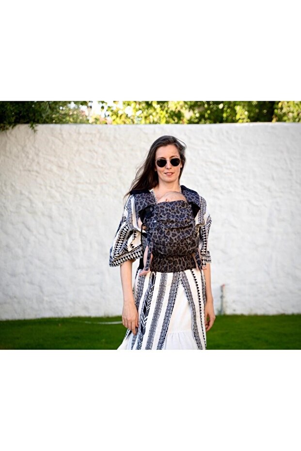 Start Kanguru - Leopar (DİŞ PEDİ HEDİYELİ ERGONOMİK KANGURU) %100 Pamuk, Dokuma Kumaş - 2