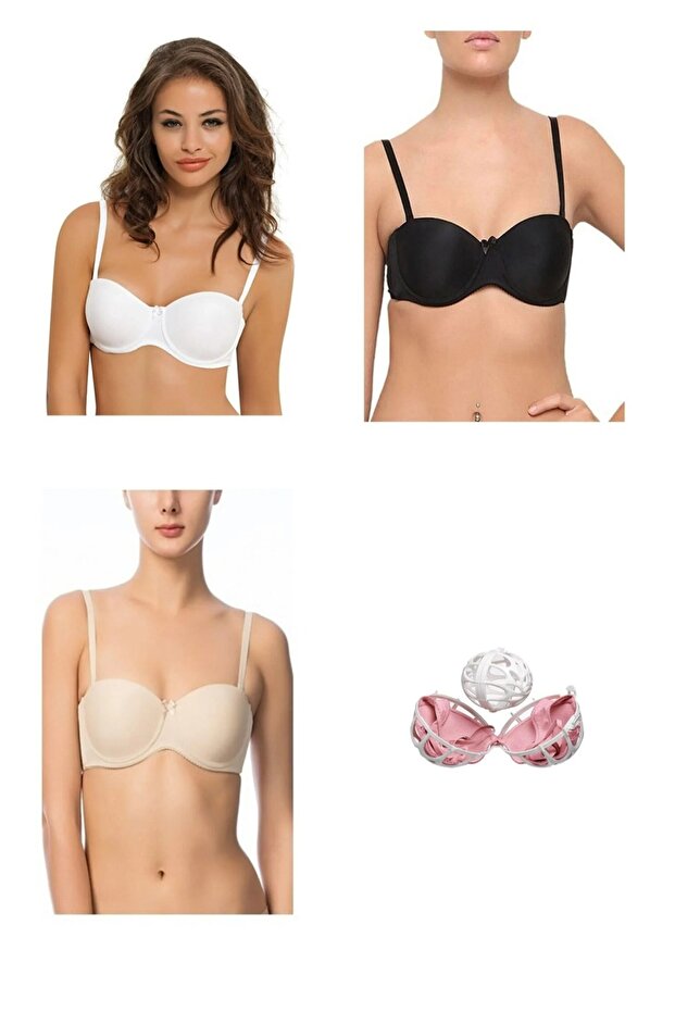 3-Piece Strapless Covered Bra with Washing Top Gift