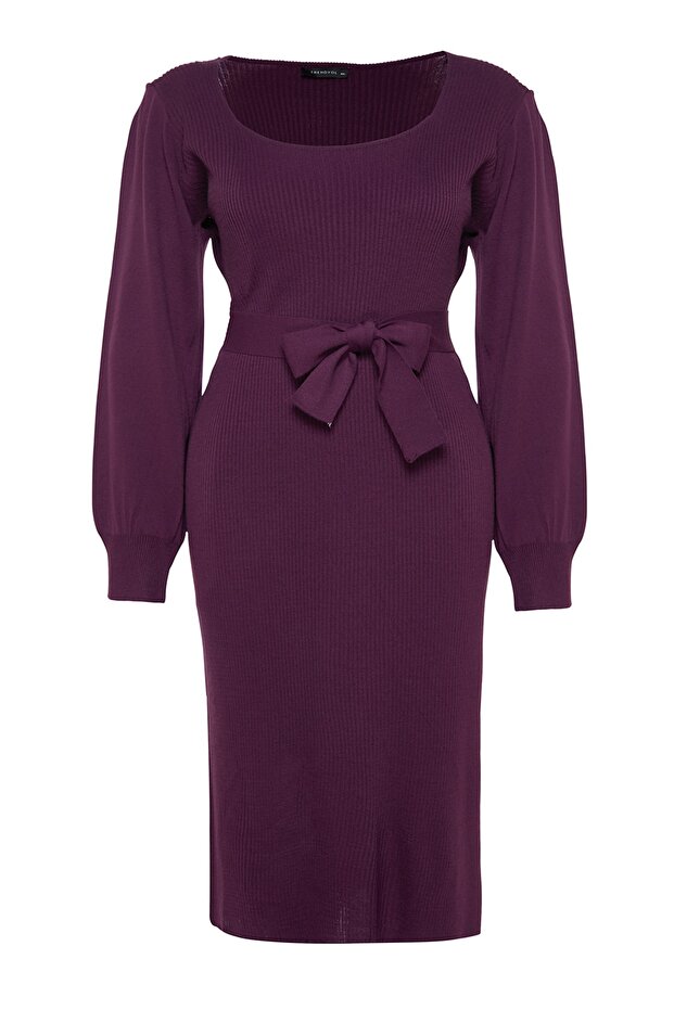 Plum Corded Bodycone Midi Pletené šaty Tbbaw23Ah00032 - 6
