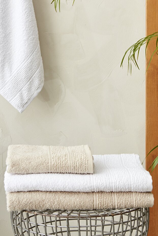 Vinos Beige Bath Set - 4 Pieces Face/Bath Towels, 200.22.04.0044