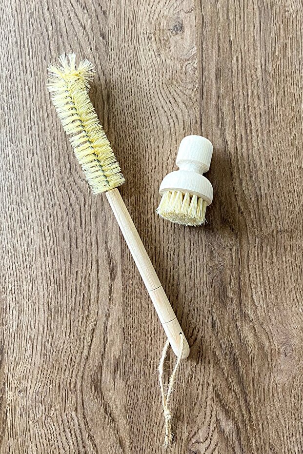 Wooden Baby Bottle Cleaning Brush + Multi-Purpose Cleaning Brush