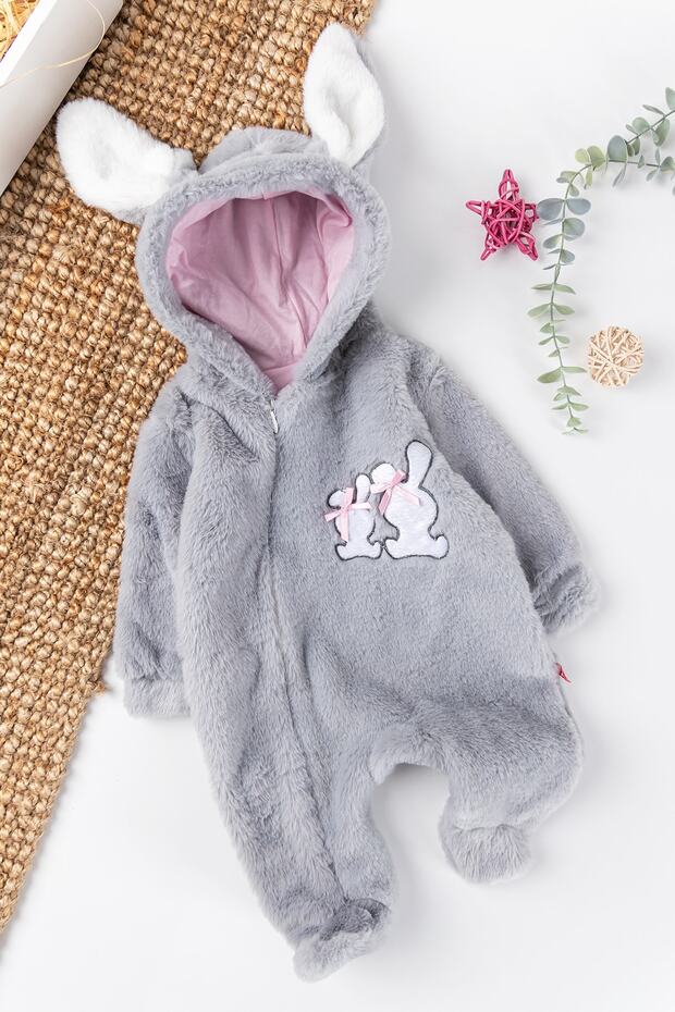 Welsoft Plush Astronaut Baby Girl Jumpsuit with Rabbit Figure