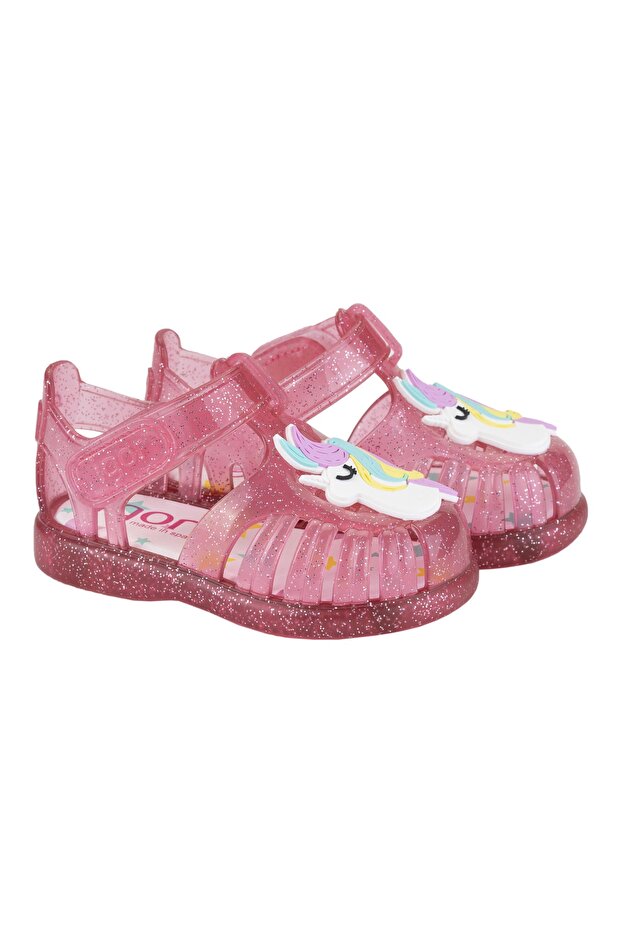 S10279 Tobby Unicorn Kız Çocuk Simli Pembe Sandalet - 2