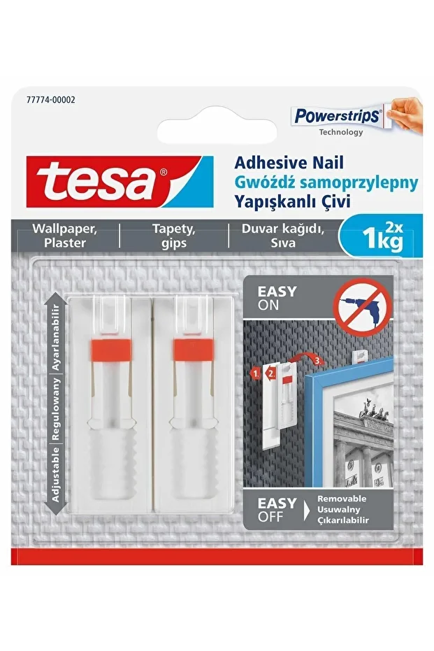 İz bırakmadan Sökülebilir Yapışkanlı Askı - Çivi, Duvar ve Duvar Kağıdı için, 1 kg x 2 adet - 2