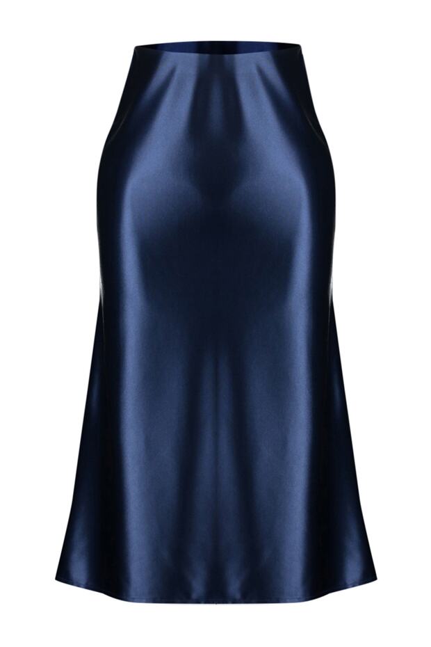 Indigo Saten A Kesim/Çan Form Midi Örme Etek TWOAW24ET00088 - 14