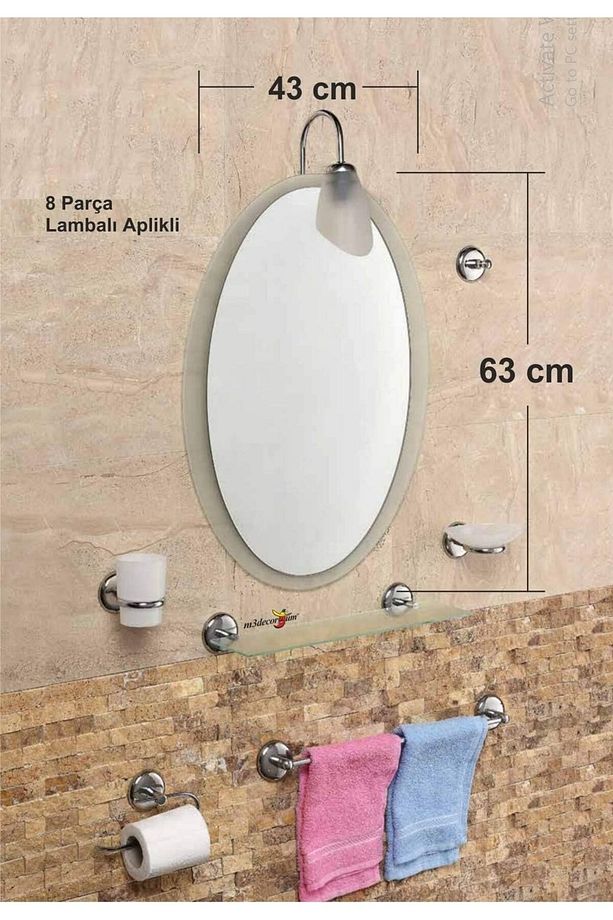 Çift Camlı 8 Parça 63x43cm Dev Büyük Otel Banyo Cafe WC Tuvalet Lavabo Üstü Üzeri Boy Aynası Seti - 2