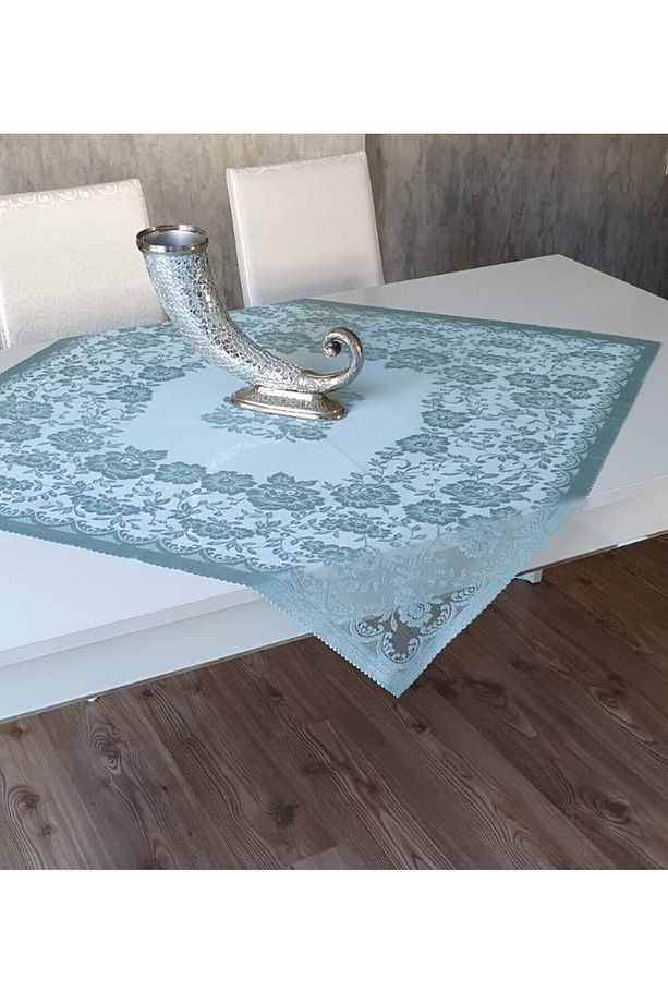 GÜLLÜ DESEN ÖRME FİSKOS ÖRTÜSÜ Mavi - 1