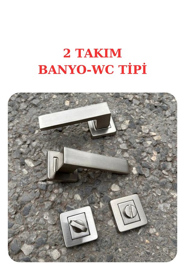 ( 7 Takım ) Sofuoğlu Orkide Paslanmaz Inox Kare Rozetli (3 1 SET) Kapı Kolu (5 ODA / 2 BANYO WC) - 3