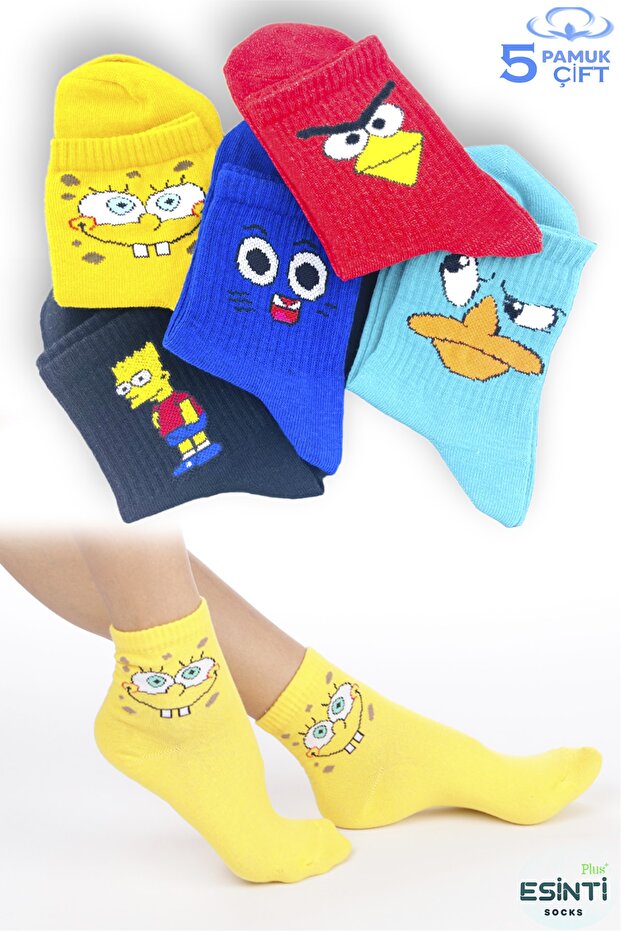 Men's Socks Women's Socks Long Sports Socks Patterned Socket Socks Colorful Socks 5 Pieces