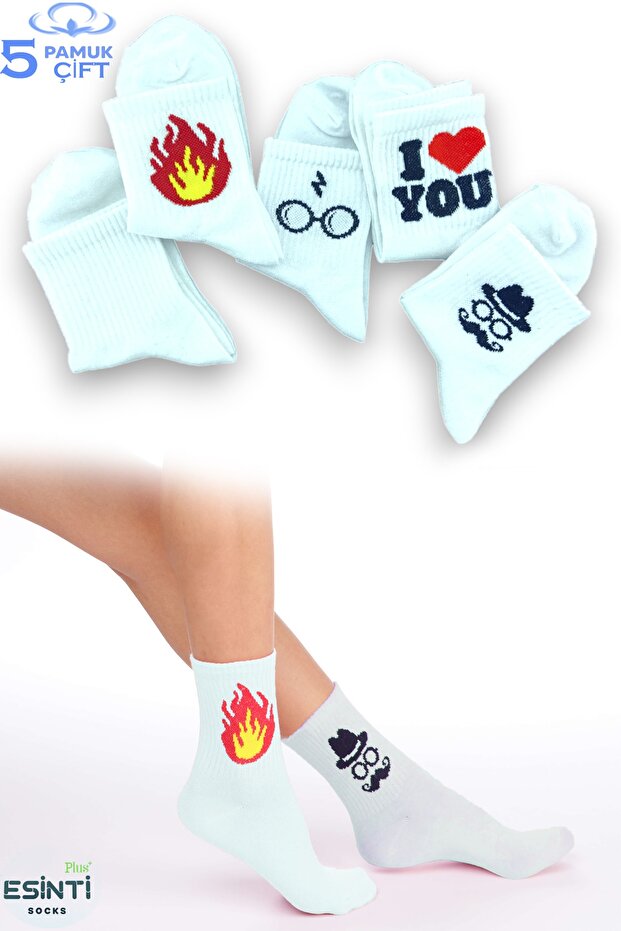 Men's Socks Women's Socks Long Sports Socks Patterned Socket Socks Colorful Socks 5 Pieces