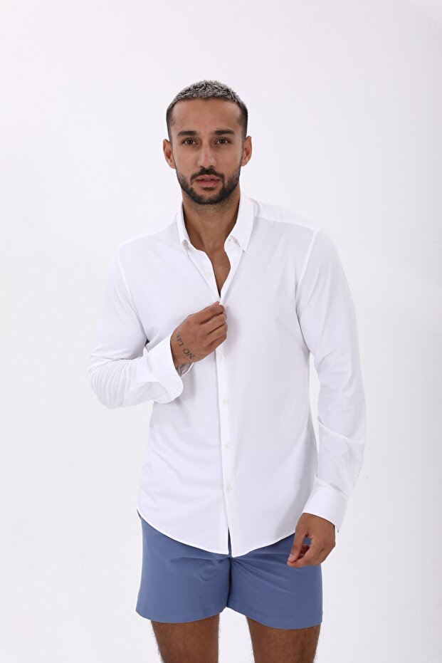 Polyamid Beyaz Gömlek - 1