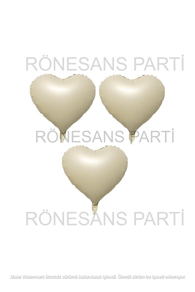 Beige Heart Foil Balloon 45 cm 3 Pieces