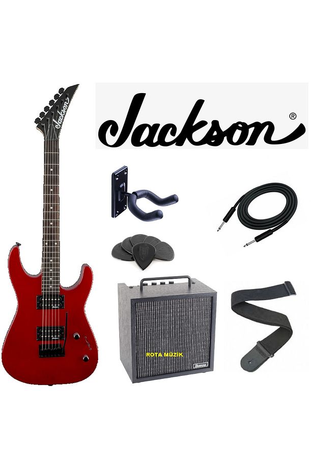JS11 Dinky 2-Point Tremolo Amaranth Klavye Metallic Red Elektro Gitar Set - 1