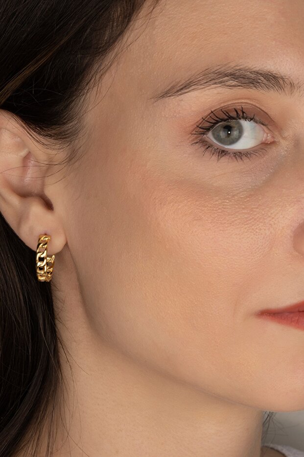 Gurmet Modeli Halka Gümüş Küpe - 1