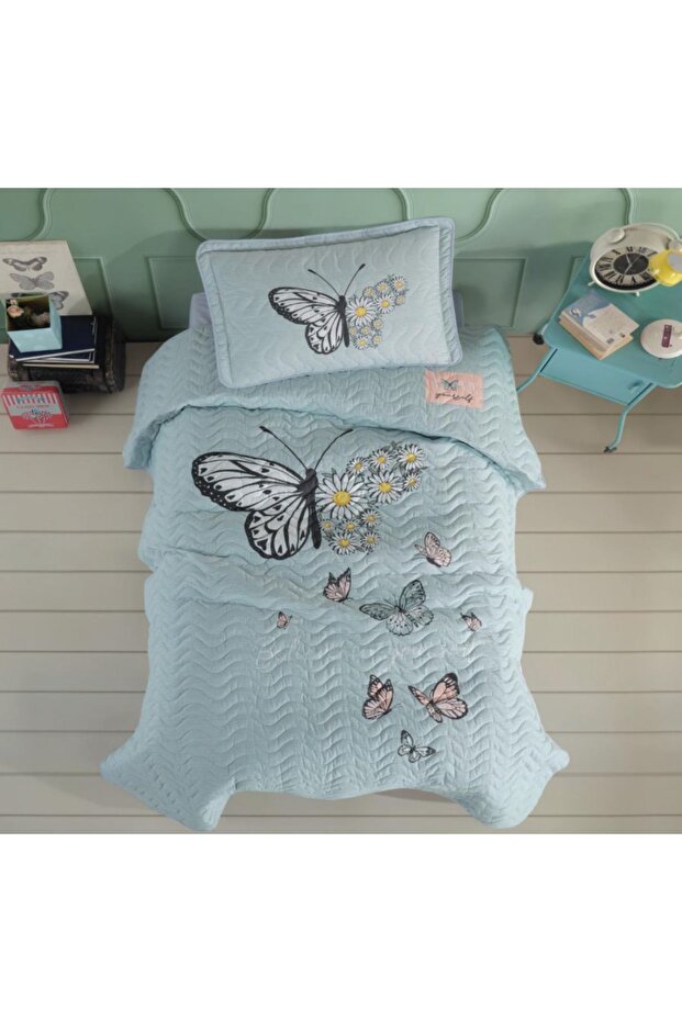 %100 Pamuklu Tek Kişilik Kapitone Yatak Örtüsü - 1