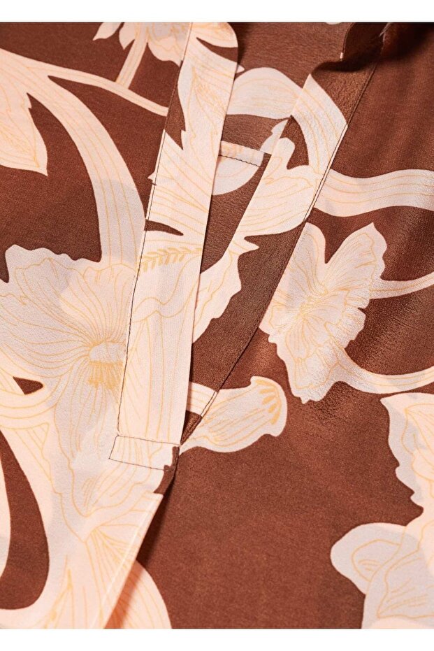 Desenli Saten Bluz - 5