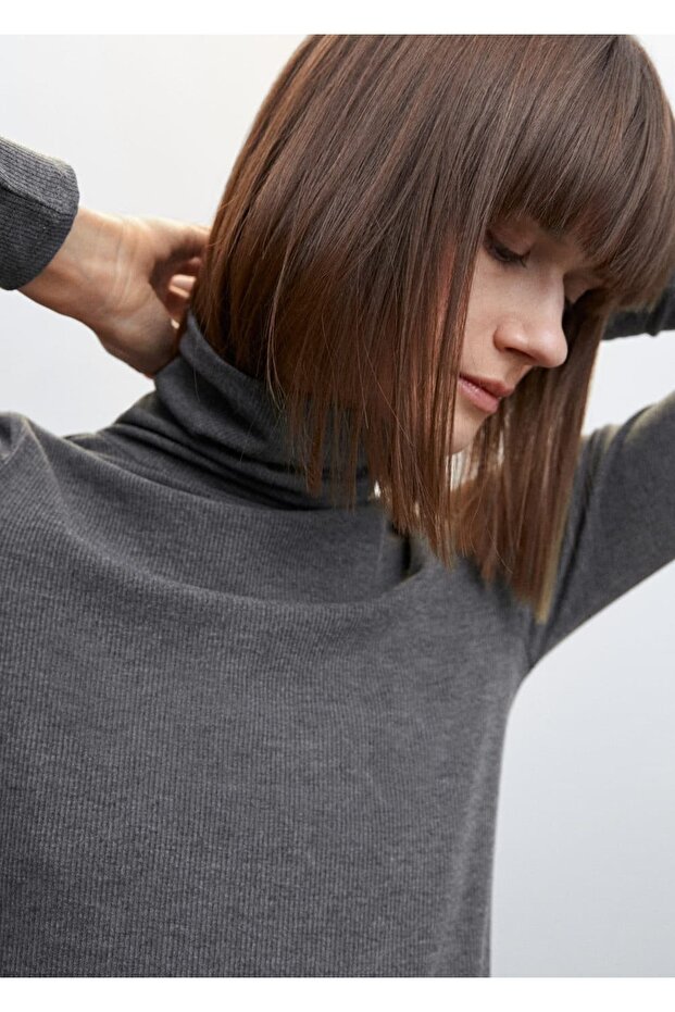 Lastikli Dik Yaka Tişört - 6