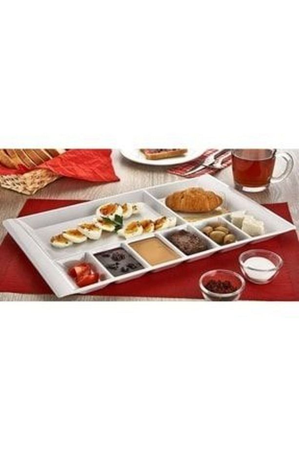 Kahvaltı Meze Tabağı 8 Bölmeli 6 Adet Thermoset Tabldot Tabak - 1