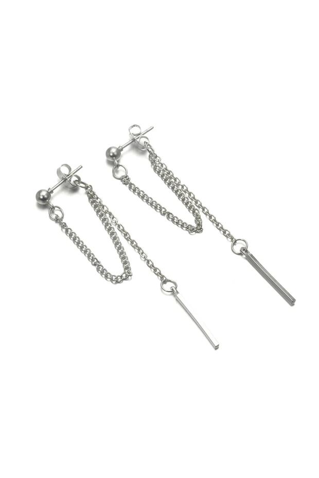 سلسلة من الفولاذ المقاوم للصدأ أقراط البندول المستطيلة - 1