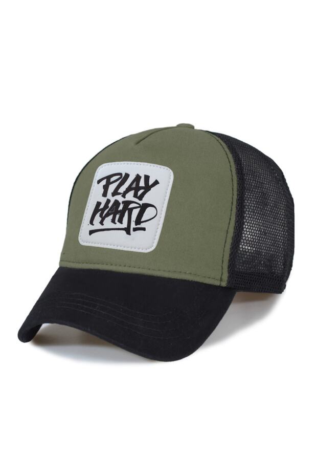 Play Hard White Model Mesh Hat - Replaceable Leather Patch - 1