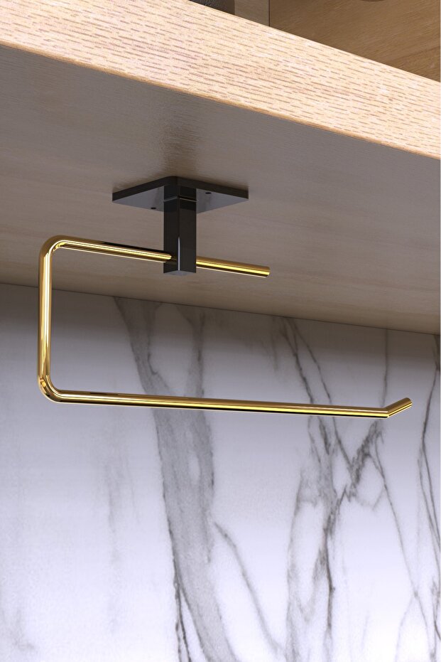 Gold Rulo Havluluk Peçetelik Yapışkanlı Pratik Banyo Mutfak Askısı Kağıt Rulo Havluluk - 2