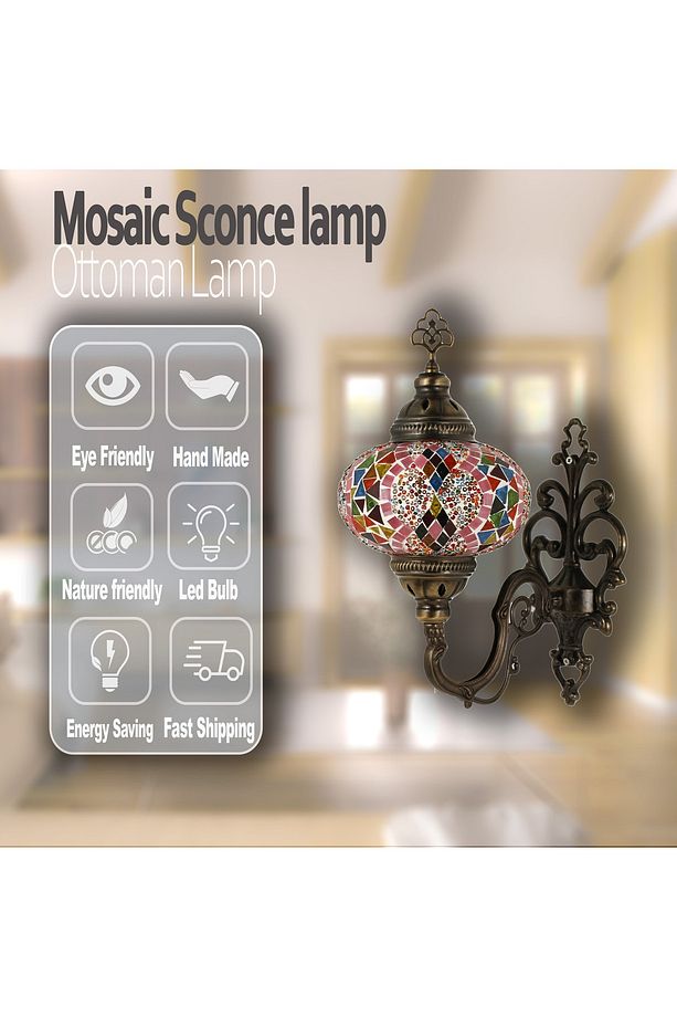 Dekoratif Mozaik Aplik Otantik Gece Lambası El Yapımı Mozaik Bahçe Aplik - 3
