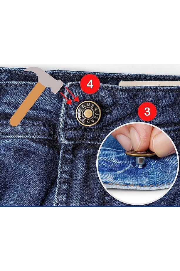 4 Büyük 8 Küçük Kot Pantolon Düğmesi - 3