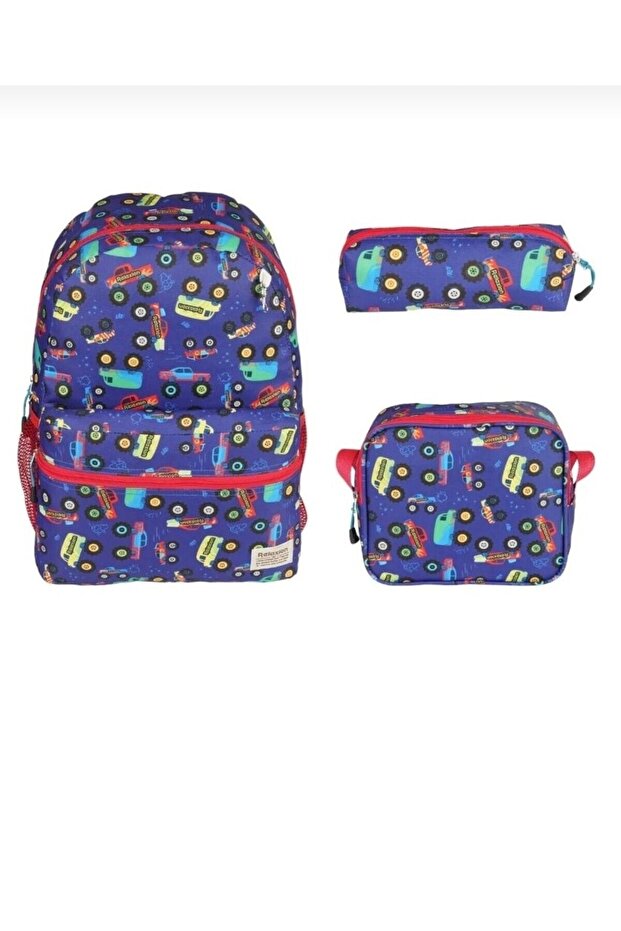 Relaxion Lilac Flamingo Figured Kindergarten Primary School Backpack Lunch Box Pen Holder Set of 3