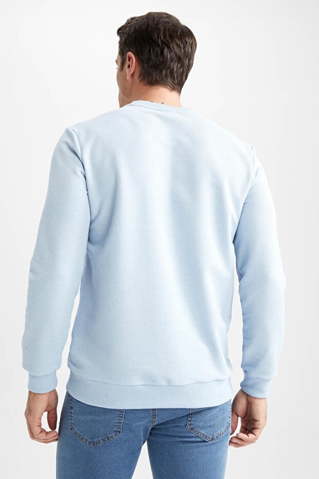 Regular Fit Bisiklet Yaka Basic Sweatshirt - 4