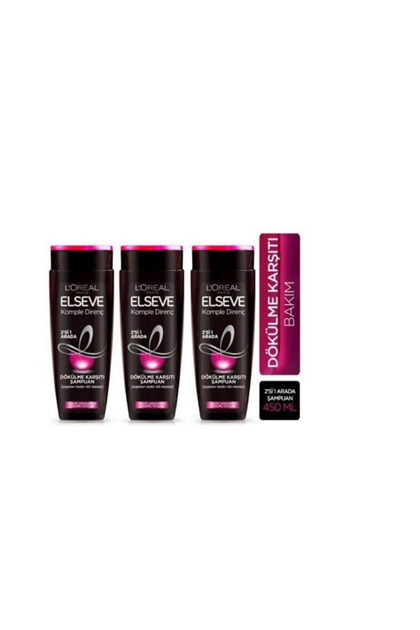 L'oréal Paris Komple Direnç    2'si 1 Arada Şampuan 3 Lü 450 Ml 3600524000189 - 1