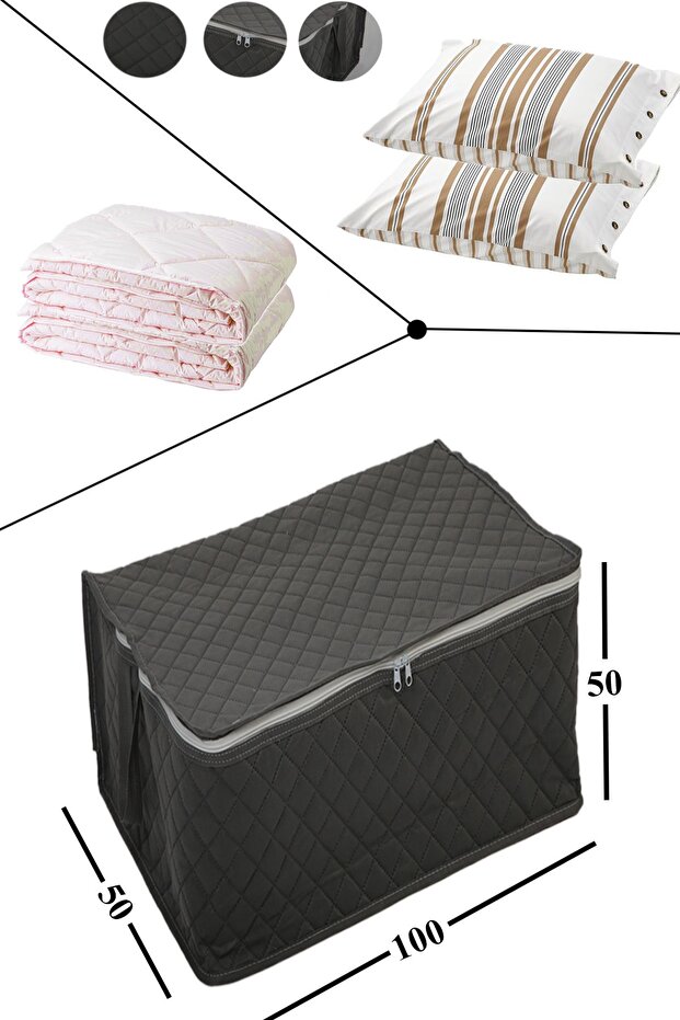 ADARYA HOME Büyük Boy Hurç-yorgan Hurcu 100x50x50(GRİ)
