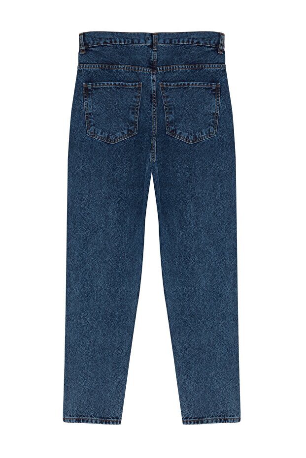 Lacivert %100 Pamuk Essential Fit Jeans Kot Pantolon TMNAW23JE00104 - 12