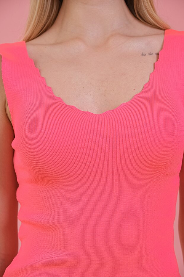 Women's Pink Oversize Regular Ladder Collar Strap Thin Knitwear Summer Blouse Athlete