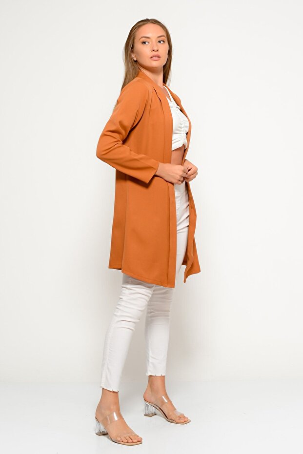 Orange Summer Thin Fabric Long Jacket - 5