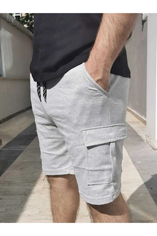Unisex Gray Cargo Pocket Shorts Comfortable Wear