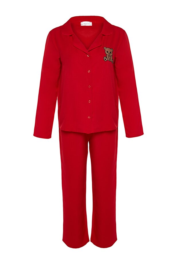 Satin-Pyjama-Set mit rotem Teddybär THMAW24PT00000 - 8