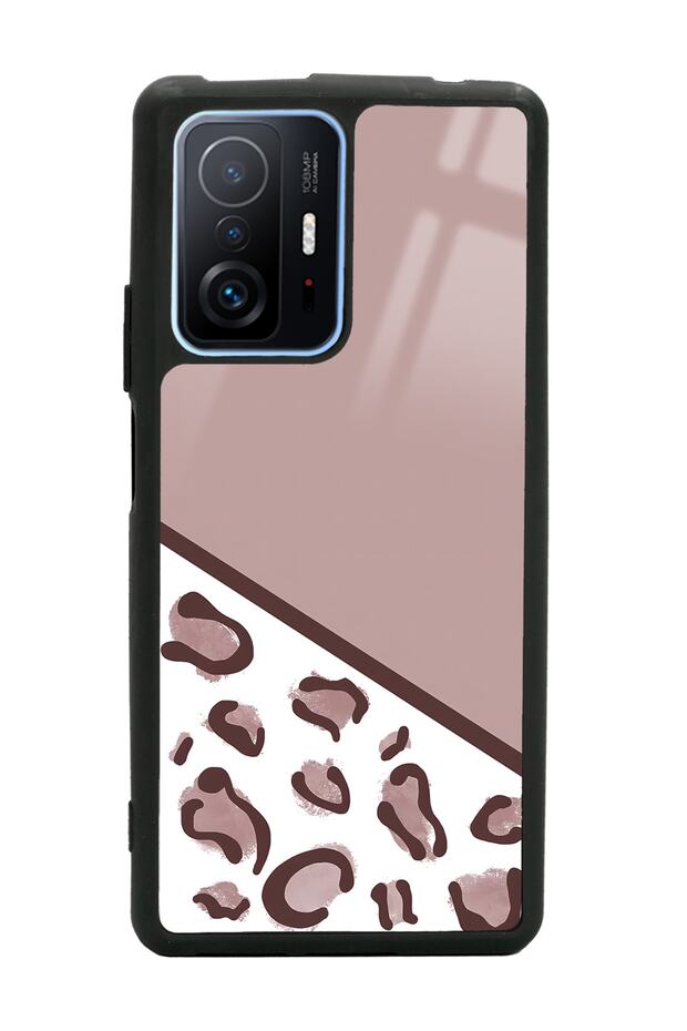 حافظة هاتف لامعة لهاتف Xiaomi Mi 11T Pro بتصميم جلد الفهد البني