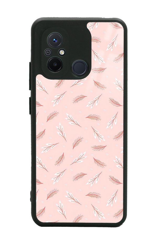 Xiaomi Redmi 12C Glossy Phone Case with Powder Leaf Design