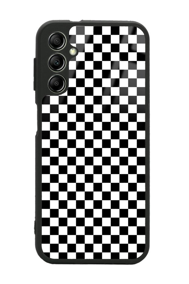Samsung A14 Glossy Phone Case with Checkered Design
