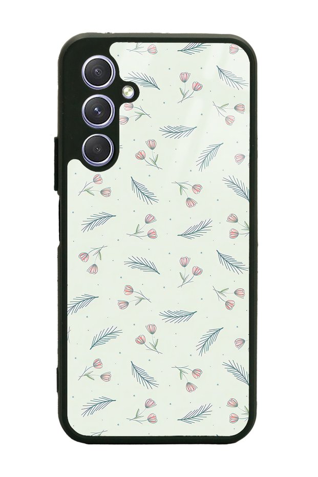 Glossy Phone Case for Samsung A54 Green Leaf Design