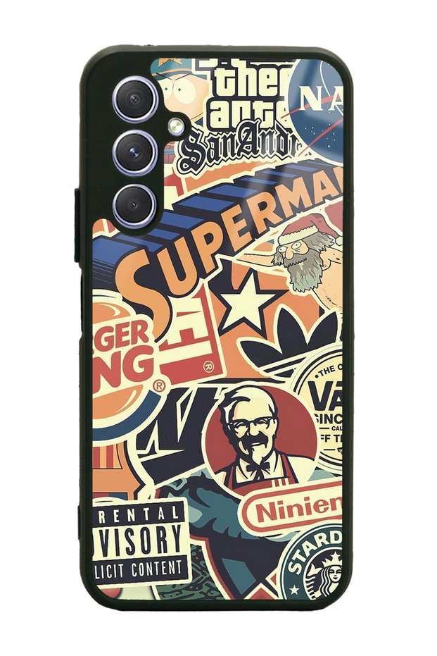 Samsung A54 Glossy Phone Case with Retro Brand Design