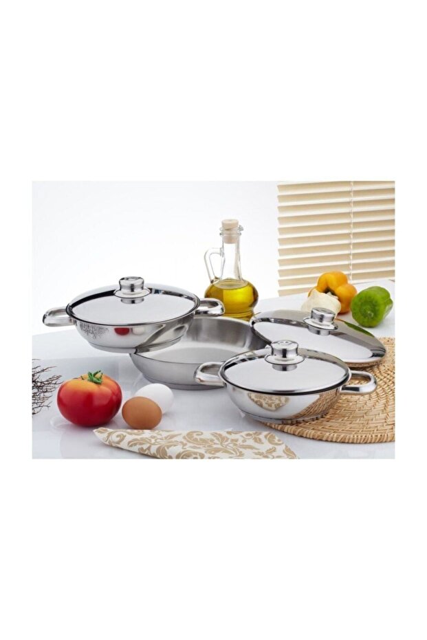 Steel Omelette Set 3 Pieces with Steel Lid 16/18/20cm