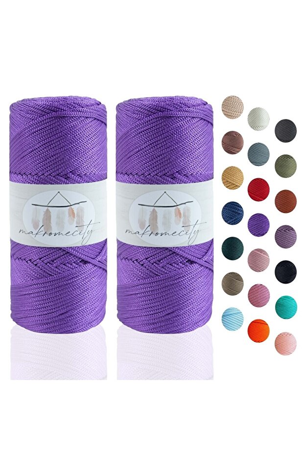 Premium 200 Gr 230m Polyester Macrame Thread Lilac 2mm Supla Thread And Bag Thread (2x100gram)