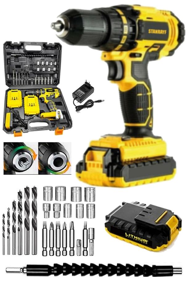 Alman Darbeli Coper 98 V 12 Ah Çift Çelik Şanzıman Bakır Sargılı Şarjlı Vidalama Matkap 27 Prç Set - 1