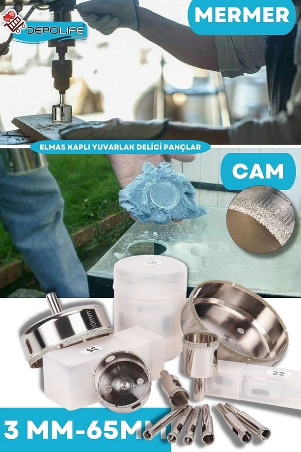 12mm Mermer Granit Fayans Cam Yuvarlak Delme Panç Elmas Uç Yuvarlak Açma Matkap Için Karot - 5