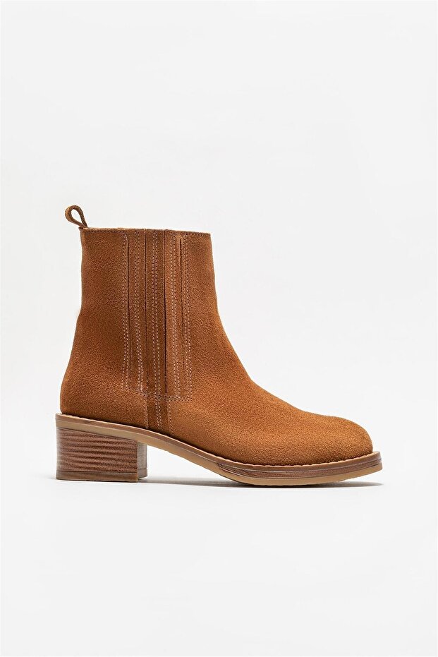 Taba Deri Kadın Topuklu Bot - 1