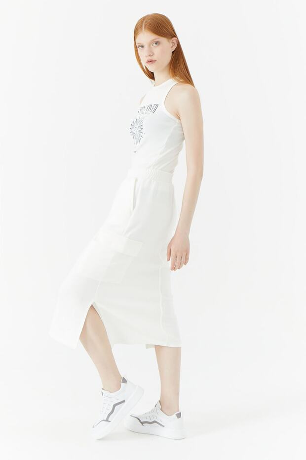 تنورة مقسمة مع جيب البضائع - 4