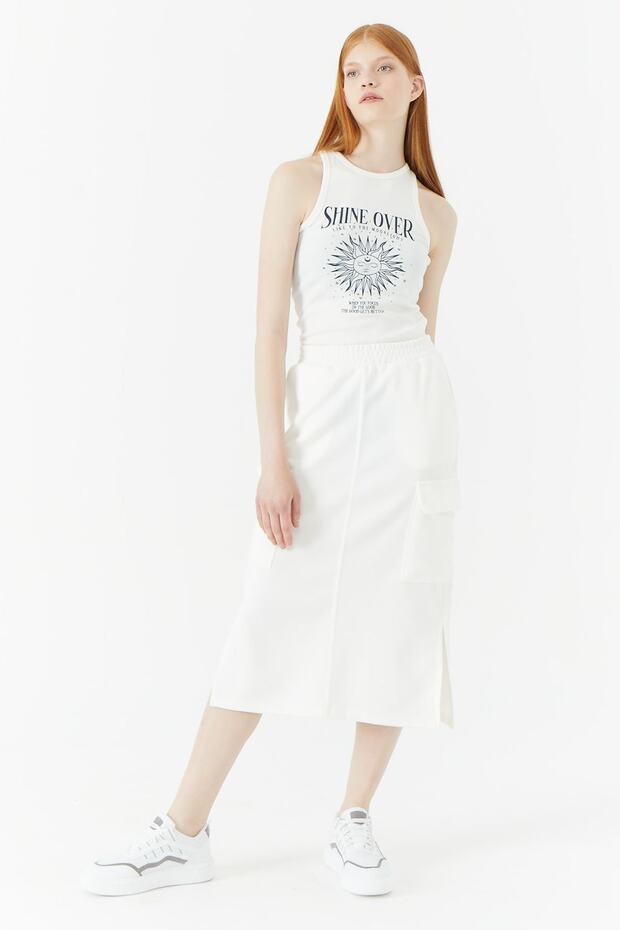 تنورة مقسمة مع جيب البضائع - 5