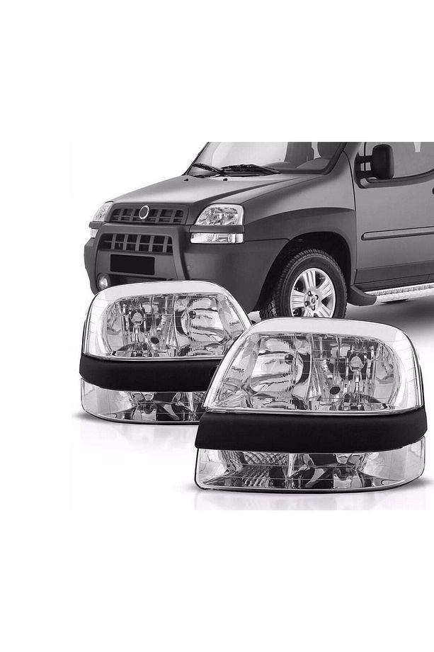 Fiat Doblo Sağ + Sol Ön Far Lambası Takımı Manuel 2001--2005 - 1