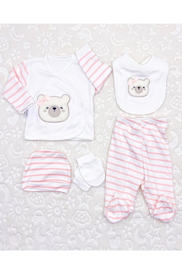 BABY GIRL NEWBORN SET OF 5 WITH teddy bear, HOSPITAL RELEASE BOXED ZHU78945